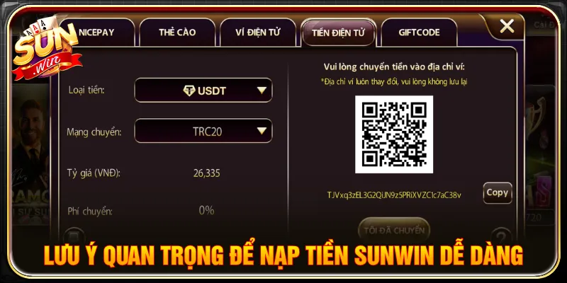 Lưu lại thông tin nạp tiền SUNWIN để đối soát dễ dàng