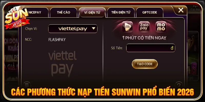 Mỗi kênh thanh toán sẽ có cách thực hiện nạp khác nhau