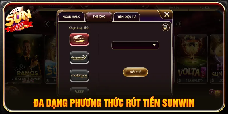 Phương thức rút tiền SUNWIN đa dạng tối ưu thuận tiện